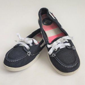 ROXY Ahoy Black Denim Boat Deck Loafers 6.5